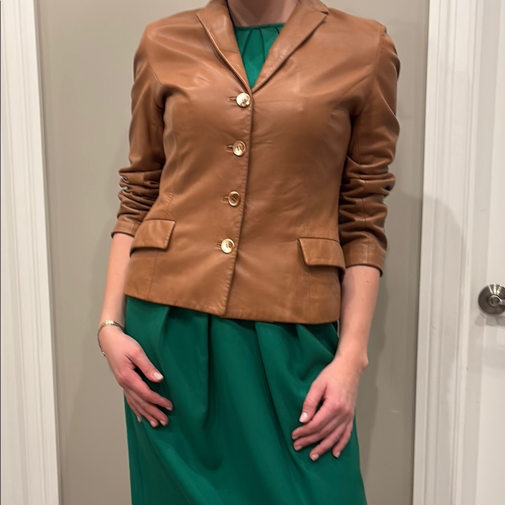 Women's Tan Leather Blazer